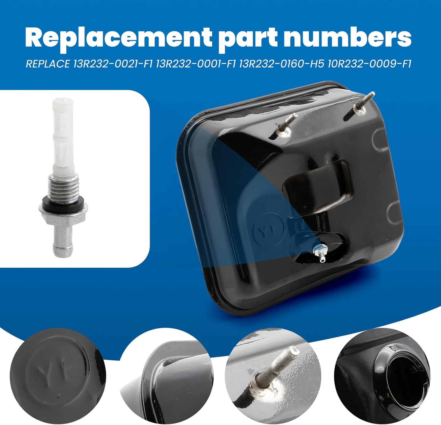 Gas Fuel Tank Fit For Briggs and Stratton CR950 CR750 208cc 163cc 5HP 6.5HP OHV engine Pressure Washer Water Pump Chipper Shredder Replace 13R232-0021-F1 13R232-0001-F1 13R232-0160-H5 10R232-0009-F1