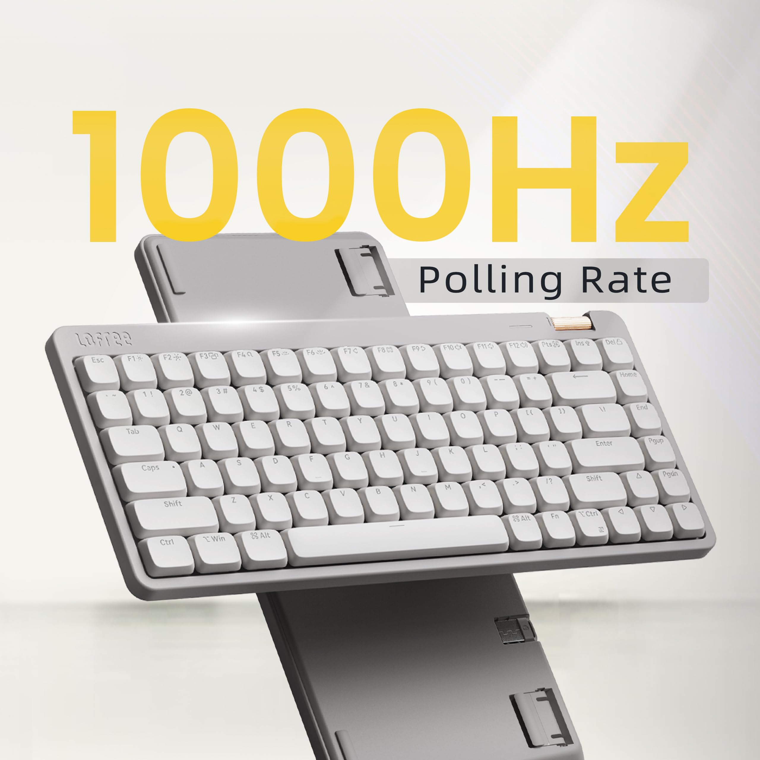 Flow Lite84 Tasten Low Profile Mechanische Tastatur, Swappable Wiederaufladbare Kabellose Tastatur mit 2.4G Empfänger, Bluetooth und Kabelanschluss für Windows,Mac/Linear Switches(Marmor)US-Layout