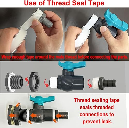 Miniatura 5 de Kit de grifo de PVC con espita de barril de lluvia, kit de desviador de barril de agua con accesorio de mamparo, válvula de bola, adaptador de