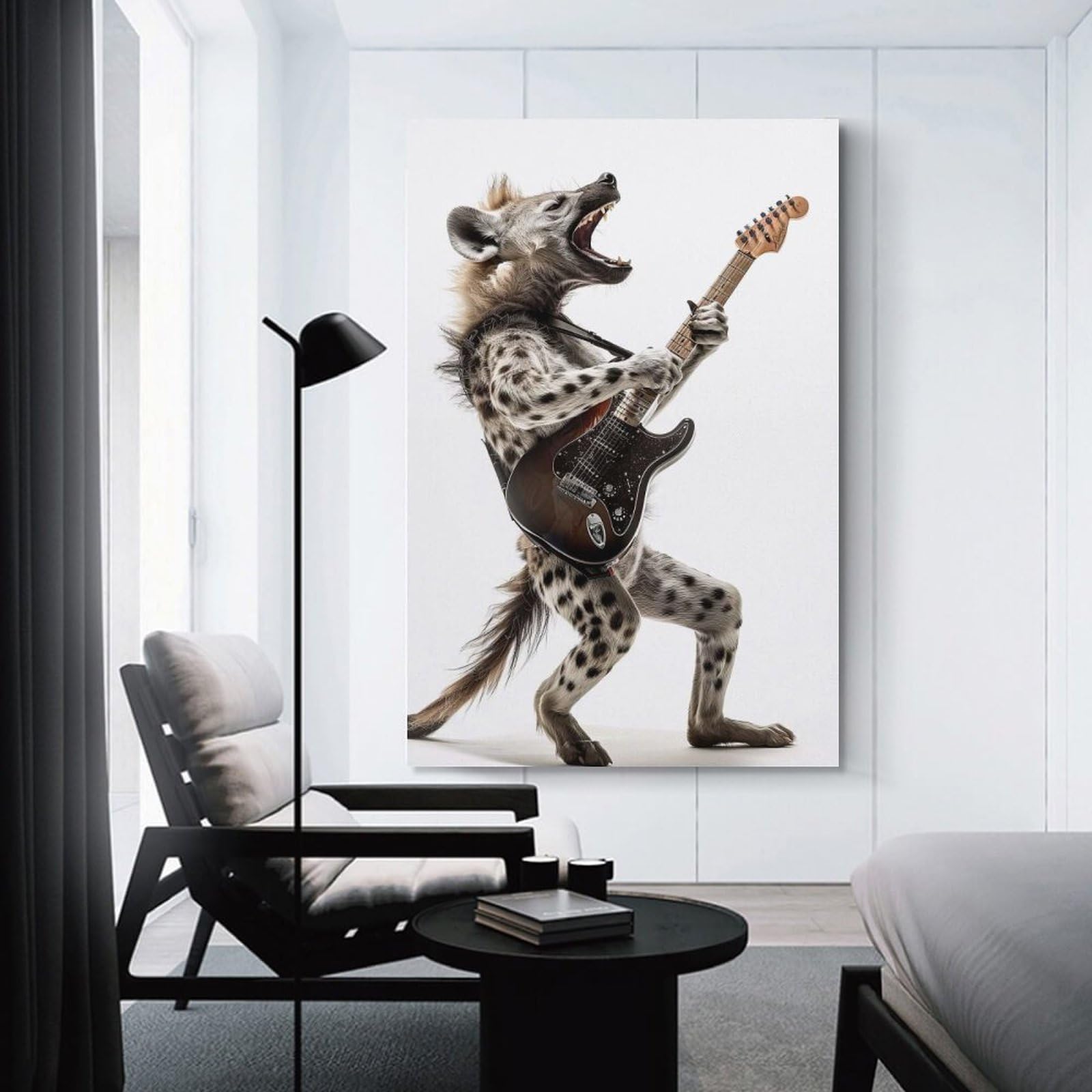 Junmoney Room Decor Wall Art Hyena Guitar, 20x30inch(50x75cm), for Hallway, Bedroom Or Modern Interiors, Gift Idea for Housewarming And Birthdays