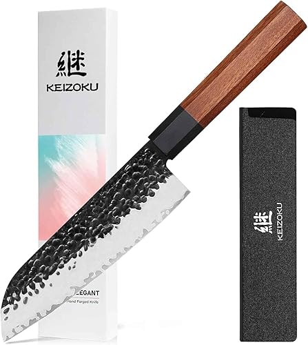 Gyuto Santoku - Cuchillo japonés de chef de 7 pulgadas, ultra afilado, 3 capas, 9CR18MOV, cuchillos de cocina de acero de alto carbono, cuchillo