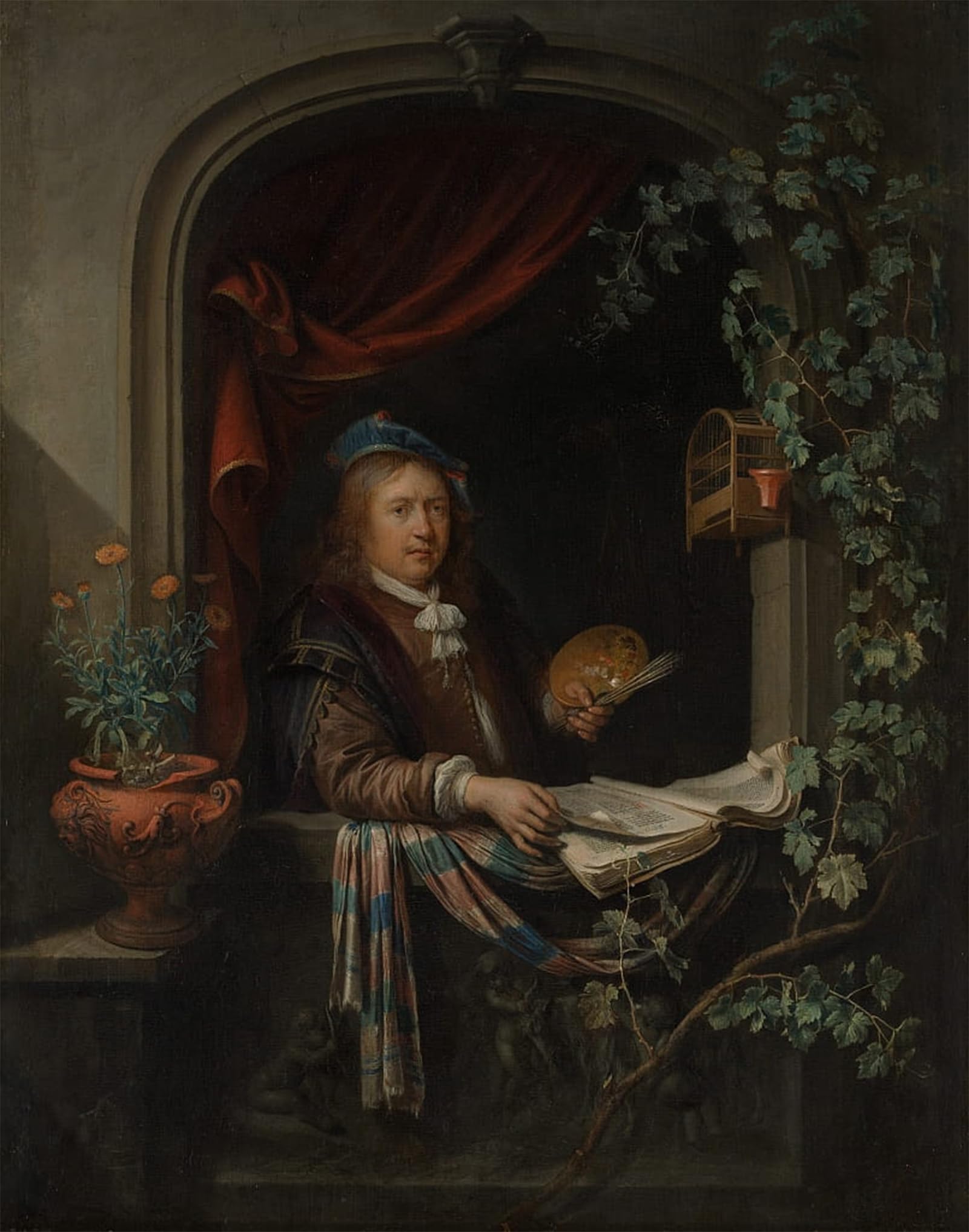 POSTERIIk Famous Modern Artwork Art Mural Self-portrait by Gerrit Dou Oil Paintings Pictures for Home Decor 60x90cm