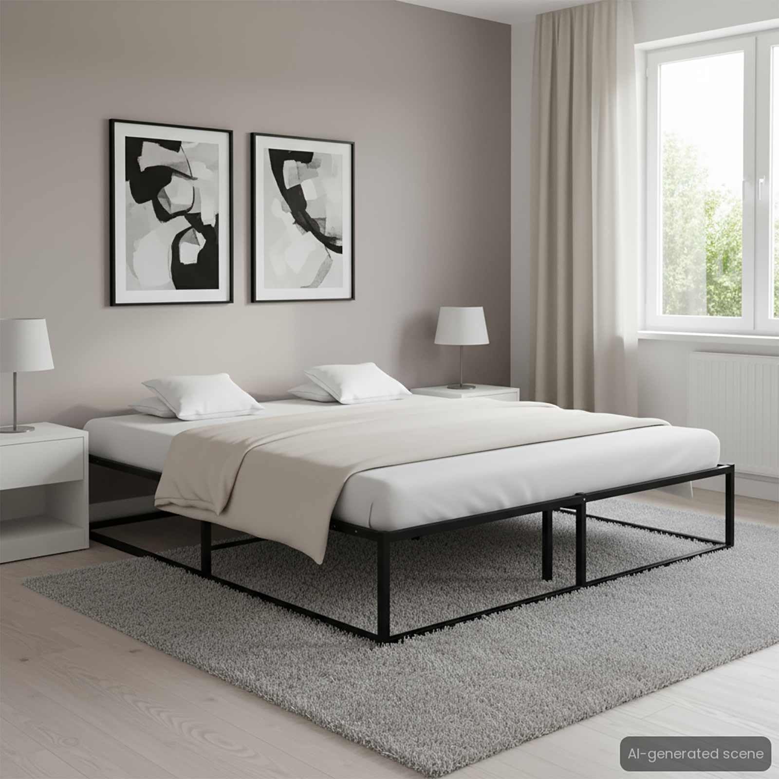 vidaXL Bettgestell Bett Metallbett Schlafzimmerbett Doppelbett Bettrahmen Ehebett Lattenrost Schlafzimmermöbel Schwarz Metall 140x200cm