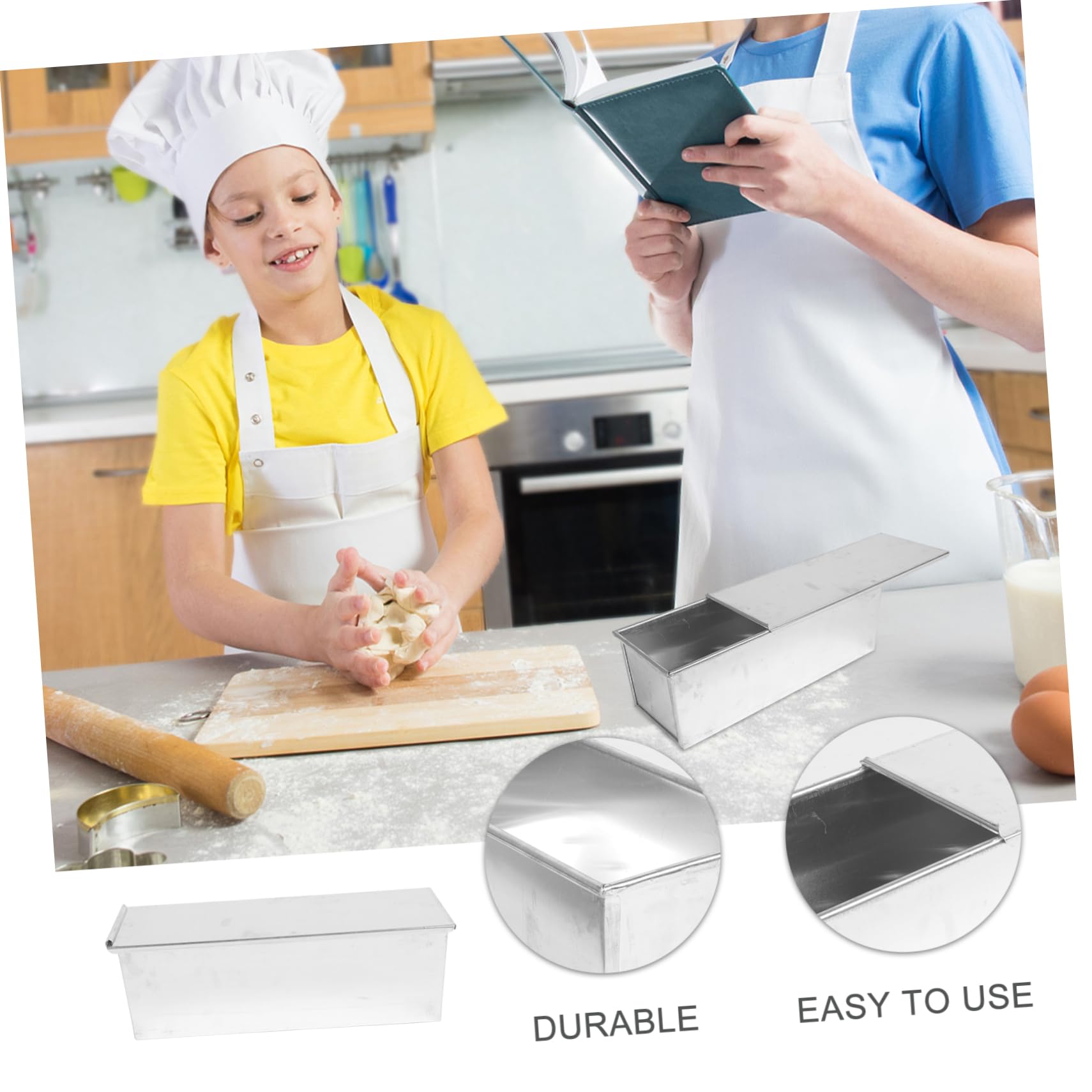 Moule à Carré avec Couvercle Antiadhésif pour Gâteau et Toast Faits Maison Facile à Nettoyer Ranger