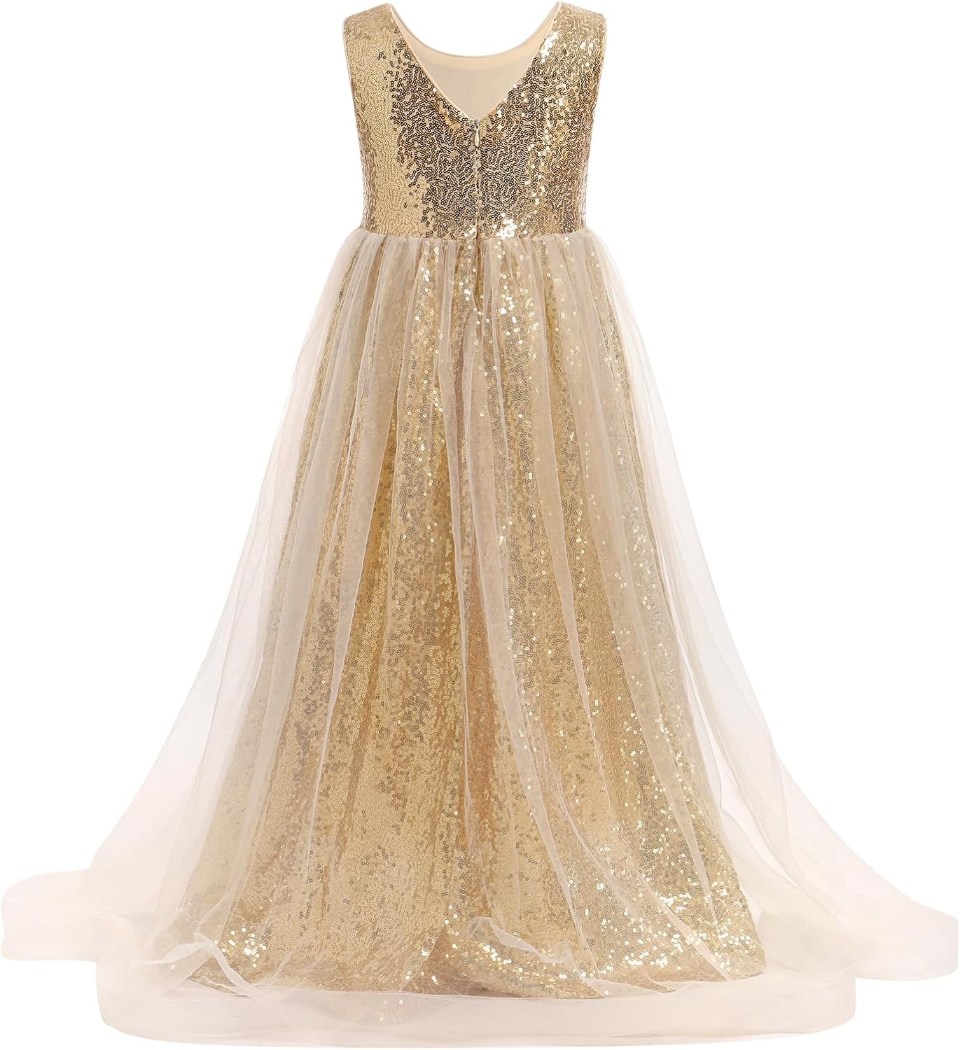 Flower Girls Sequin Dress Sleeveless Glitters Princess Tulle Long Maxi Dress Pageant Birthday Wedding Party Gown - Image 2