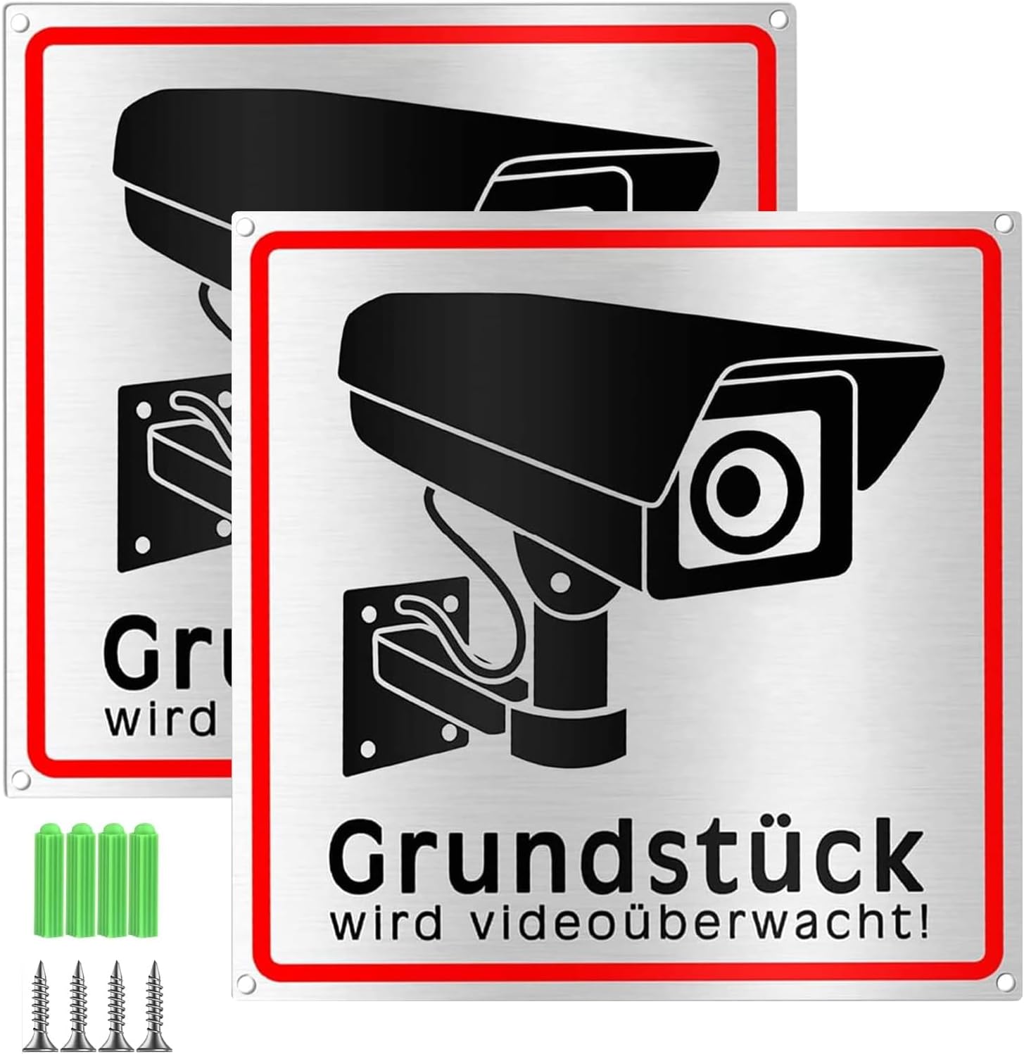Ashoaza Videoüberwachungsschild Aluminium 20x30 Cm – Wasserdicht, Reflektierend, Mit 4 Bohrungen