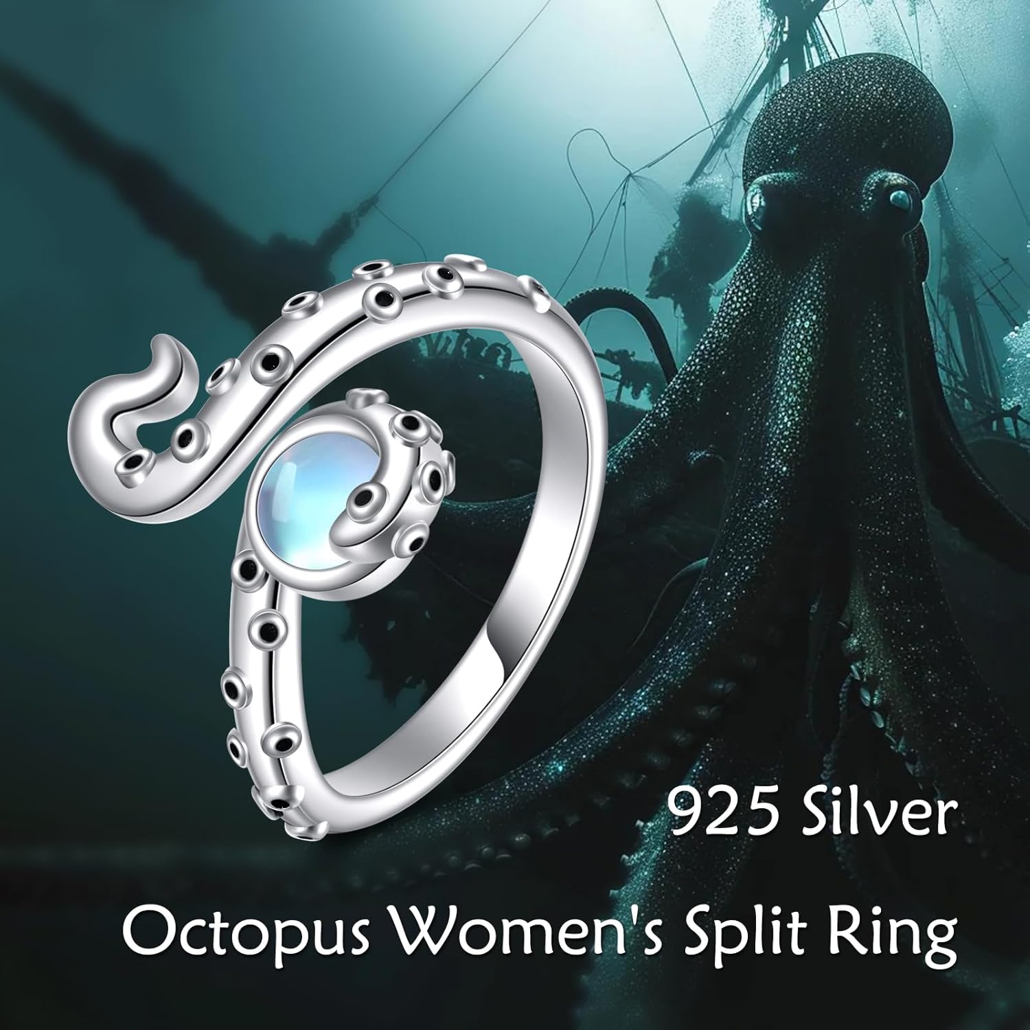 Octopus Ring 925 Sterling Silver Octopus Spoon Ring Octopus Jewelry Gifts for Women Octopus Lovers - Image 6