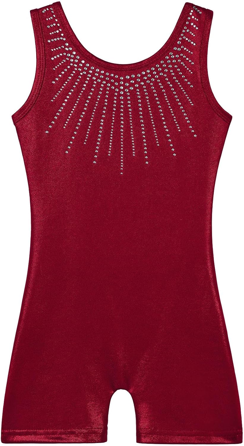 BAOHULU Leotard for Toddler Girls Gymnastics Shorts Sparkle Embroidery Tank Biketards One Piece