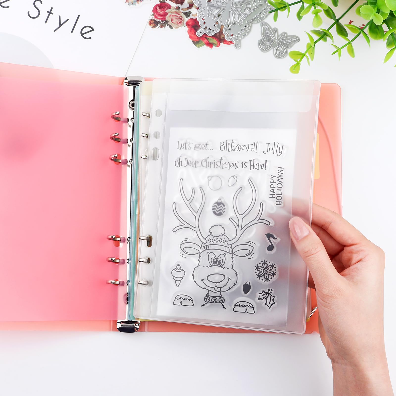Lot De 3 Couvertures De Classeur A5 à 6 Anneaux En PVC Transparent - Pour Cahier Rechargeable, Rangement Tampons