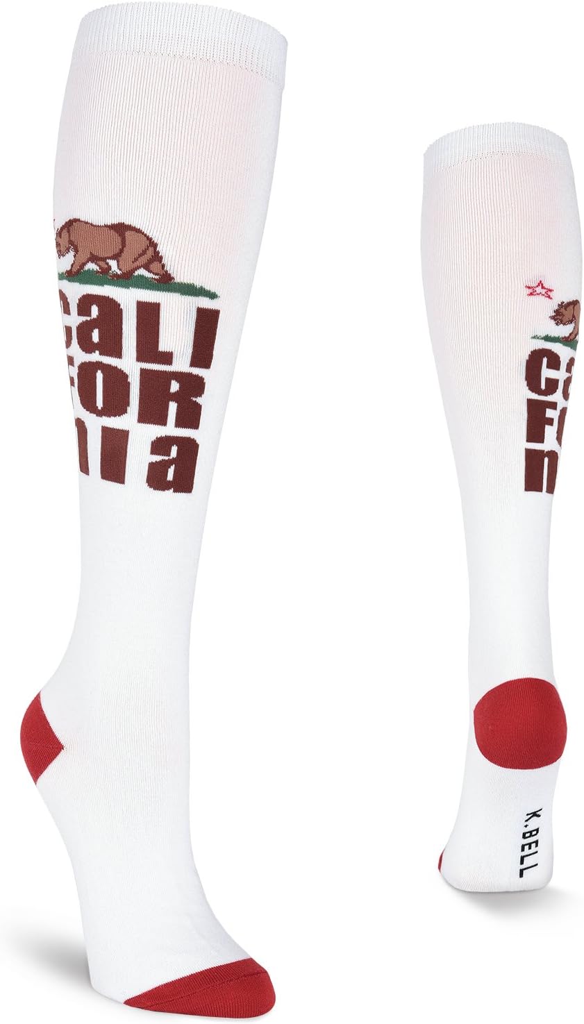 (ケーベル) K.Bell レディース ニーハイソックス グラフィックデザイン カラー: ホワイト