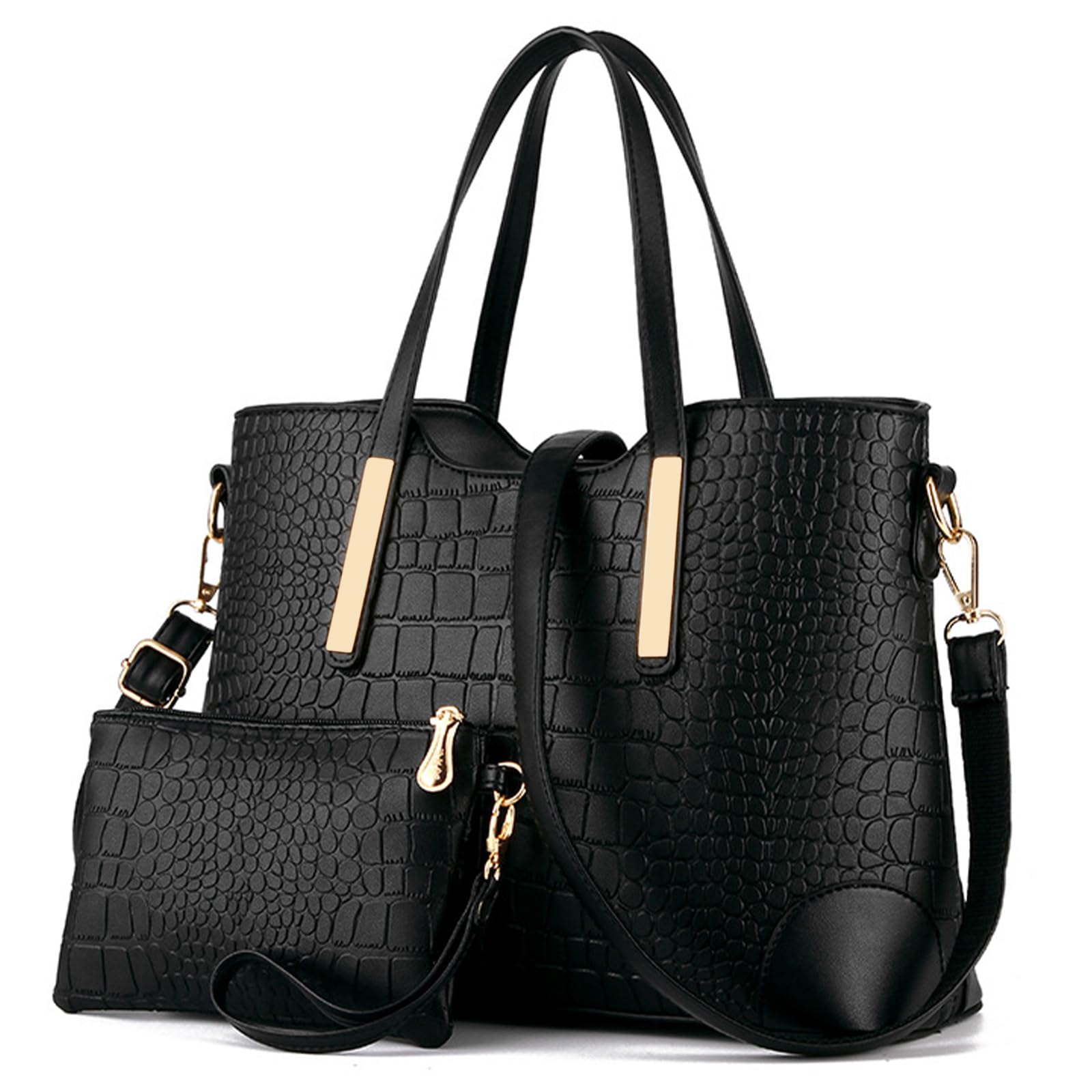 HomarketTote Satchel Handbags Purses for Women Top Handle Totes Purse With Matching Wallet Shoulder Handbag Tote Bags for Women (Black)