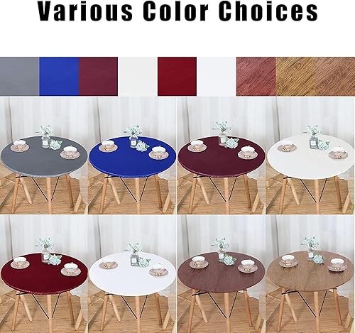 Miniatura 103 de LUSHVIDA - Mantel ajustable de vinilo para mesa redonda, impermeable y con borde elástico, mantel de plástico