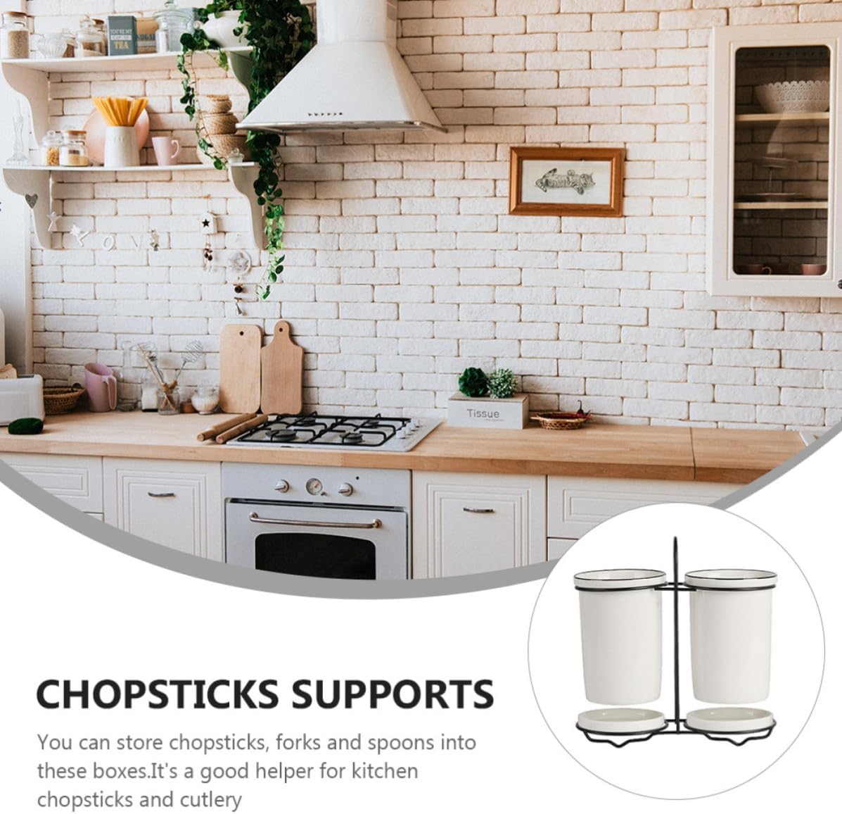 Amosfun Ceramic Chopsticks Holder for Kitchen Sink Side Drying White