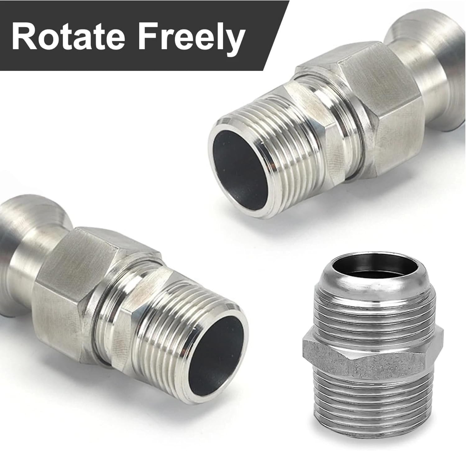 Industrial Grade Compressor Jumper hose Kit,With 1/2" NPT Male 20" Length 450 PSI &750°F, And Two 1/2" Male Adapters,Flexible Stainless Steel Metal Hose (Both Sides Fittings Rotate Freely)
