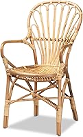 Bali Pari Sheraton Handmade Rattan Dining Chair - Bohemian Armchair with Curved Armrests, Modern Boho Style