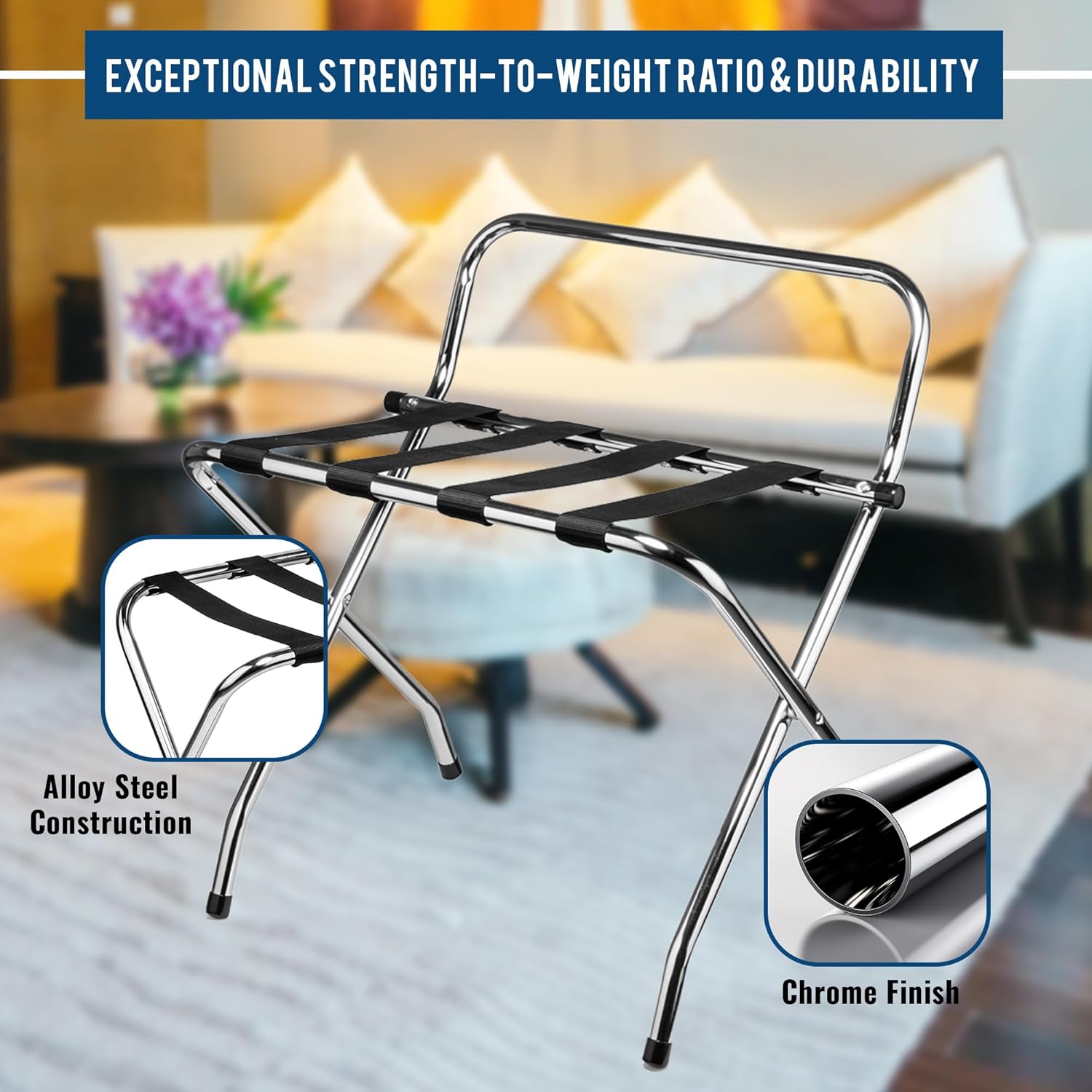 Foldable Luggage Rack, Metal Suitcase Stand for Guest Room, Heavy Duty ...