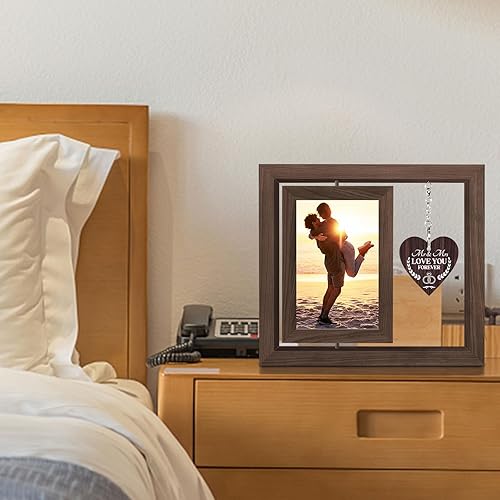 Miniatura 2 de HNRLOY Marco de fotos flotante giratorio para Sr. y Sra. Marco de fotos personalizado para ideas de regalo de boda para parejas, compromiso, recién