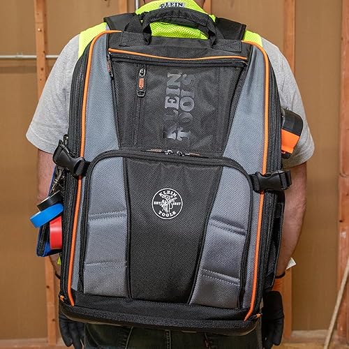 Miniatura 12 de Klein Tools 62482 Mochila de herramientas, Tool-Station Pro - Organizador resistente con 27 bolsillos, interior grande, parte inferior moldeada,