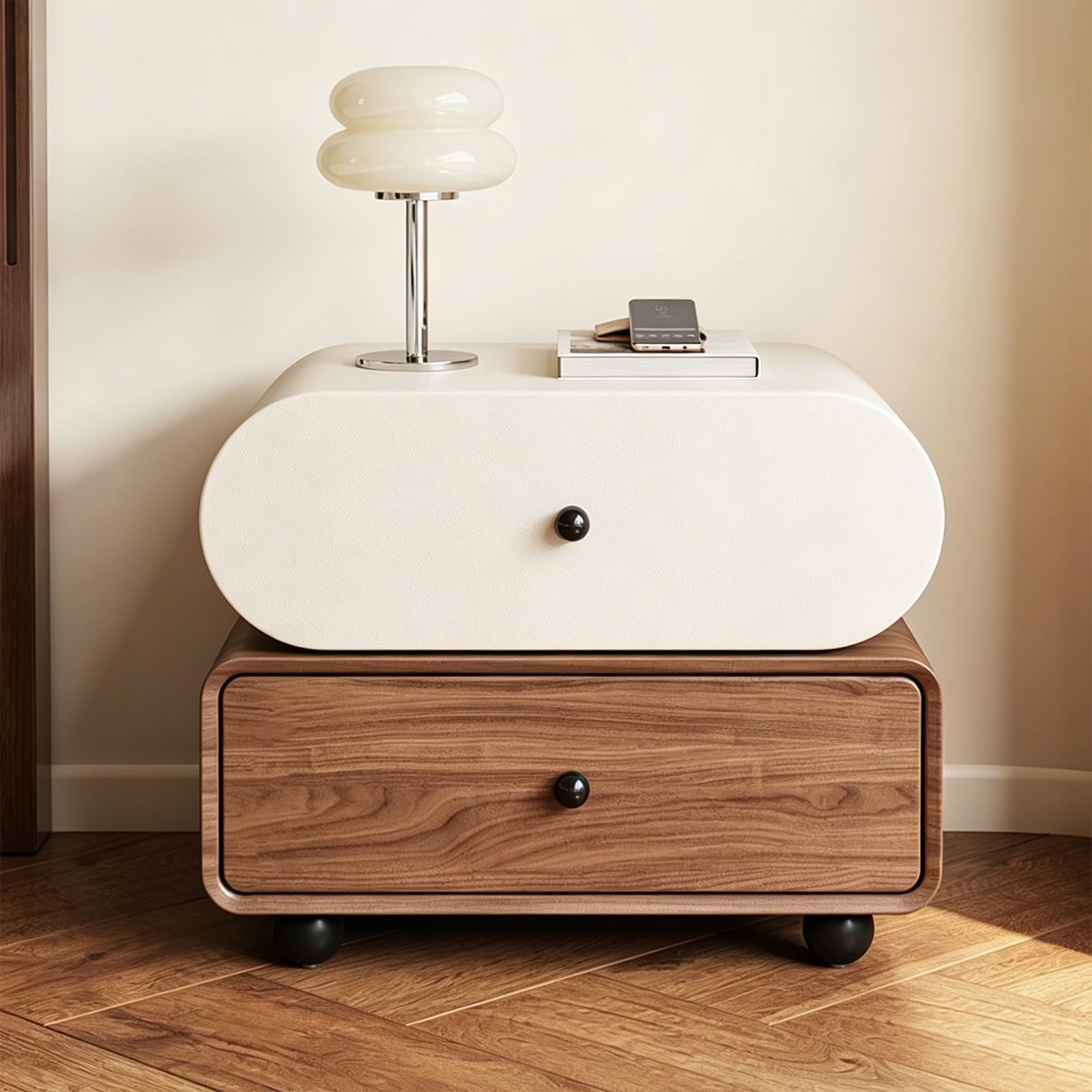Table de chevet bois avec tiroir finition premium marron