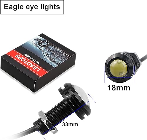 Miniatura 3 de LEADTOPS 10 luces LED de 0.709 in y 12 V Eagle Eye para coche, antiniebla, DRL, luz de marcha de marcha atrás, luces de roca trasera inversa