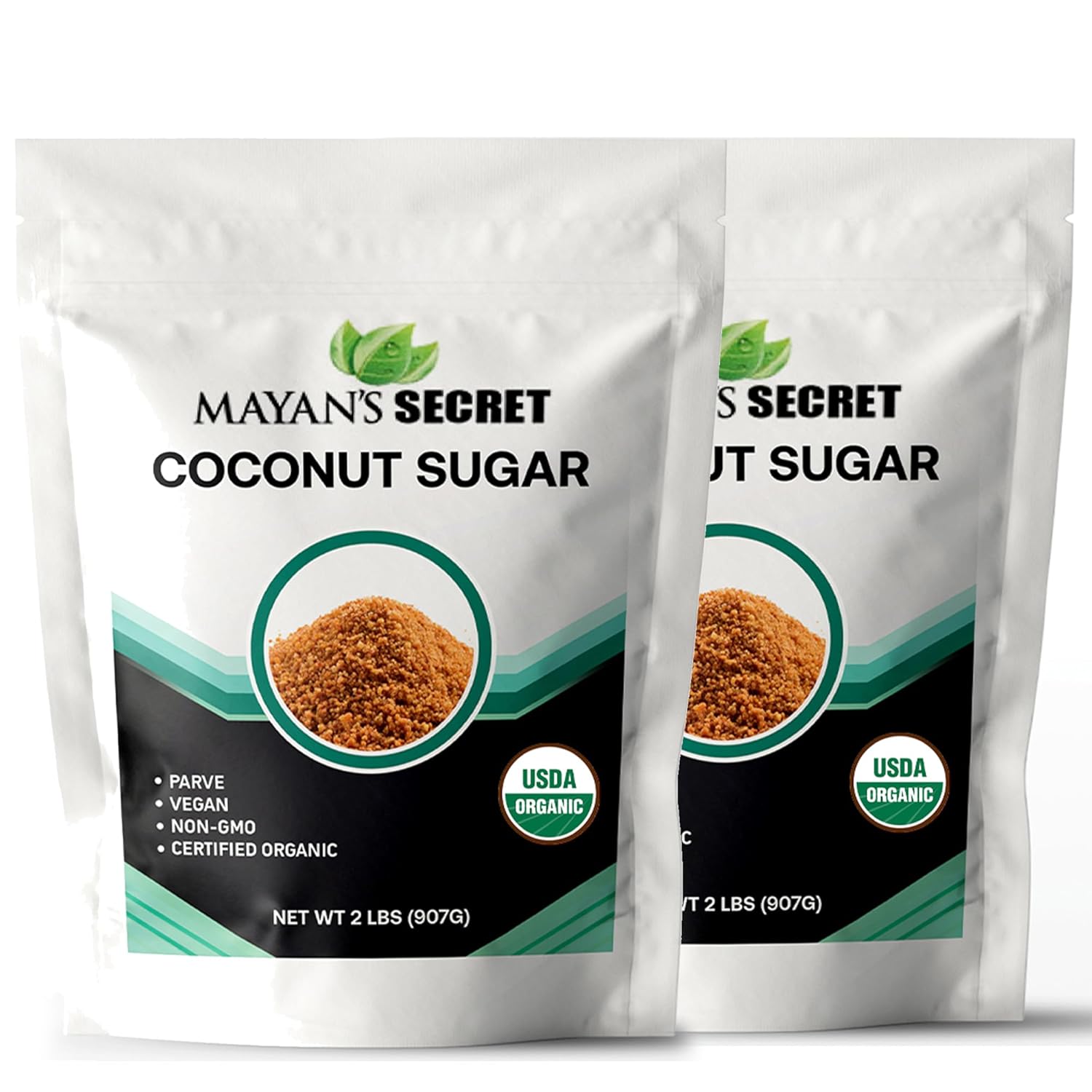 Mayan's Secret 2 lbs USDA Certified Brown Coconut Sugar Organic for Baking - Low Glycemic | Unrefined | Trace Minerals (1 Pound (Pack of 2))