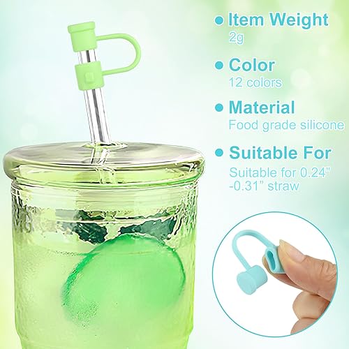 Miniatura 3 de Bouiexye Juego de 36 fundas de silicona para popotes a prueba de polvo, para pajitas de 0.315 a 0.315 pulgadas, reutilizables, divertidas