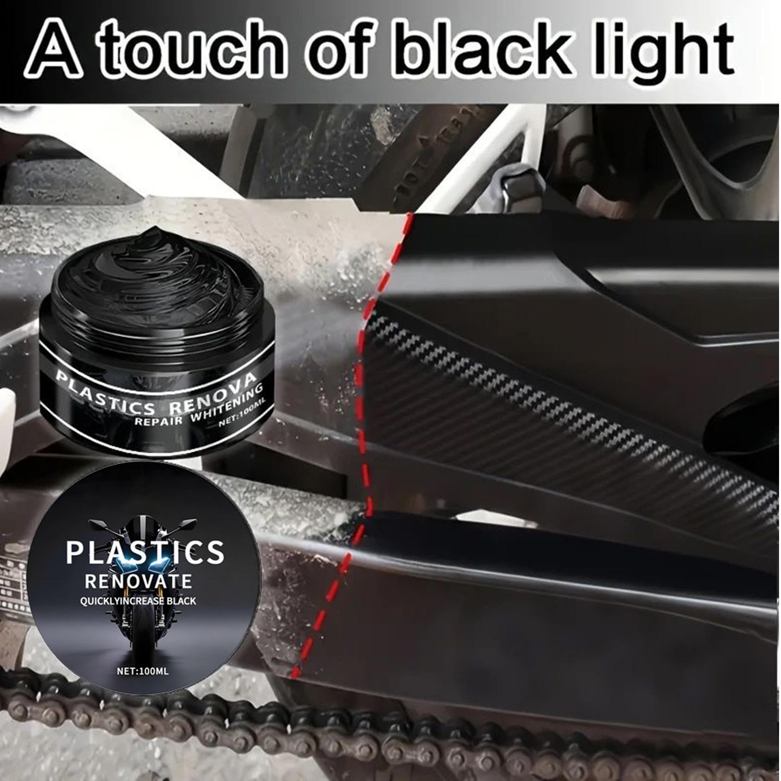 Pasta Restauratrice Per Plastiche Nere Auto E Moto, 100ml Anti-UV Rinnova Plastiche Auto Nero, 3Pezzi Anti-Graffio Asciugatura Rapida Trattamento Cruscotto, Rinnova PlasticheAuto Per Paraurti