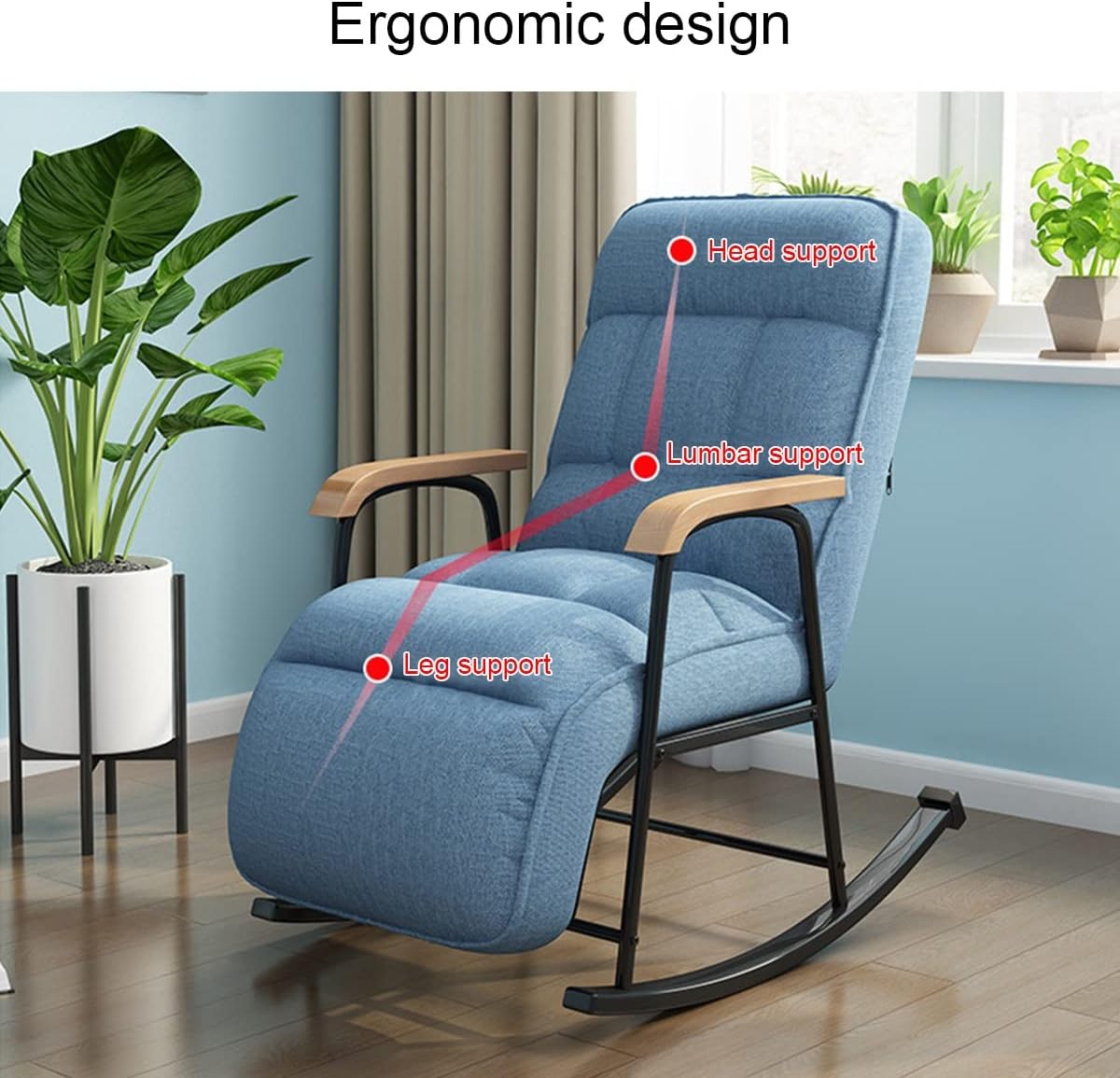 Adjustable Back Chair for Living Room,Rocking Chair Upholstered,Outdoor Recliner Comfy Glider Chair with Arms,Lazy Chair Sleeper Relaxation (Color : Dark Grey)