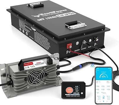 48V 135Ah Golf Cart LiFepo4 Lithium Battery with Charger and Monitor, 10 Years-Lifetime, Perfect for Golf Cart, Boat, Solar Power Storage, Off-Grid 48V 135Ah Golf Cart Battery