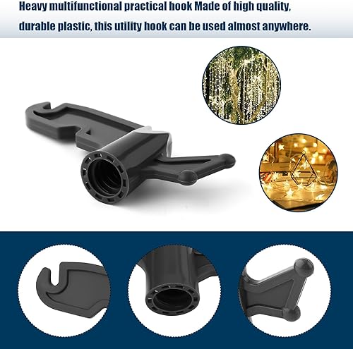 Miniatura 4 de 4 ganchos de plástico para uso general, con rosca de 34 de pulgada, gancho de extensión multiusos para postes roscados, colgar cuerdas de luz de