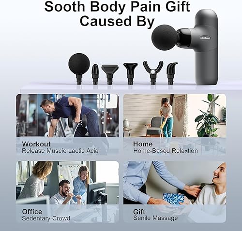 Miniatura 5 de Morelax Mini pistola de masaje de tejido profundo, masajeador muscular de percusión portátil para aliviar el dolor de todo el cuerpo, masajeador