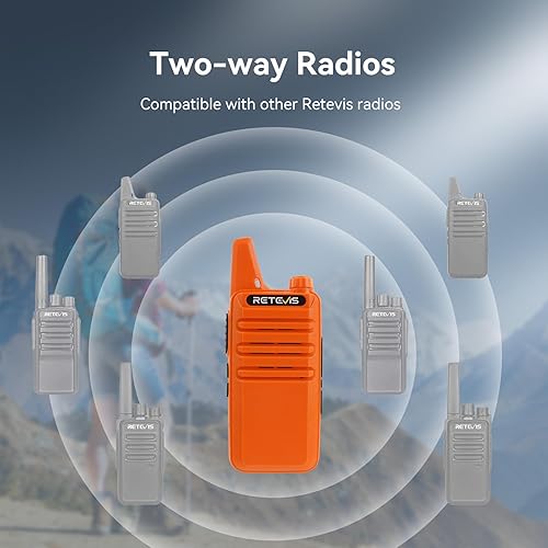 Miniatura 6 de Retevis Walkie Talkies recargables RT22, radio bidireccional de largo alcance para adultos, radio portátil de mano, activada por voz, alarma de