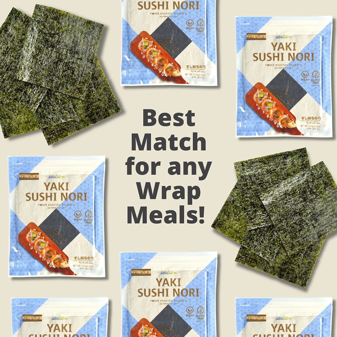 Buy Seafarm Yaki Sushi Nori Twice Roasted Seaweed 50 Sheets 4.58oz