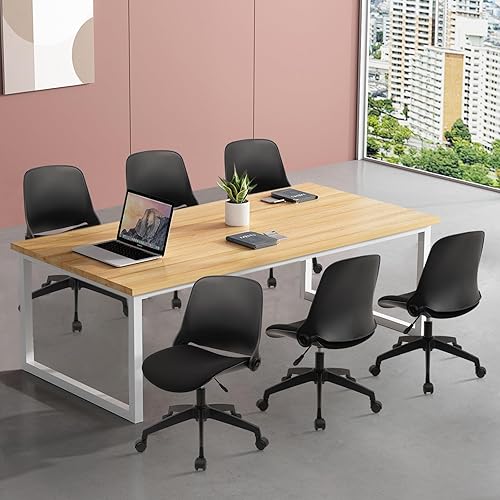 Miniatura 9 de CLATINA Silla de escritorio plegable de oficina con ruedas, silla giratoria ajustable para computadora de oficina del hogar, negro (paquete de 1)