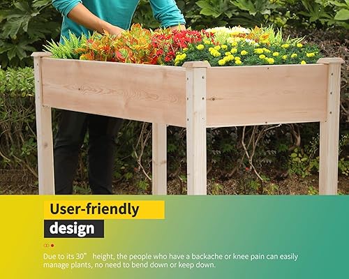 Miniatura 3 de Jardinera elevada de madera elevada para exteriores e interiores, 49 pulgadas de largo x 24 pulgadas de ancho x 29 pulgadas de alto para patio y