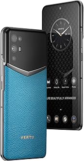 VERTU iVertu Calfskin 5G Phone, Unlocked Smartphone, Secure Encrypted, 64MP Camera, 12+512G, 120Hz FHD+(1080 * 2400) OLED Display, Dual SIM, Fast Charge (Lake Blue)