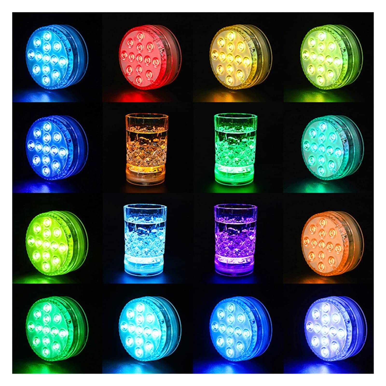 13 diod LED podwodne światło 16 kolorów RGB IP68 wodoodporne oświetlenie do basenu pilot RF zatapialne światła wazonu stawowego Wodoodporne Bezpieczne(1 Controller 3 Lamp)