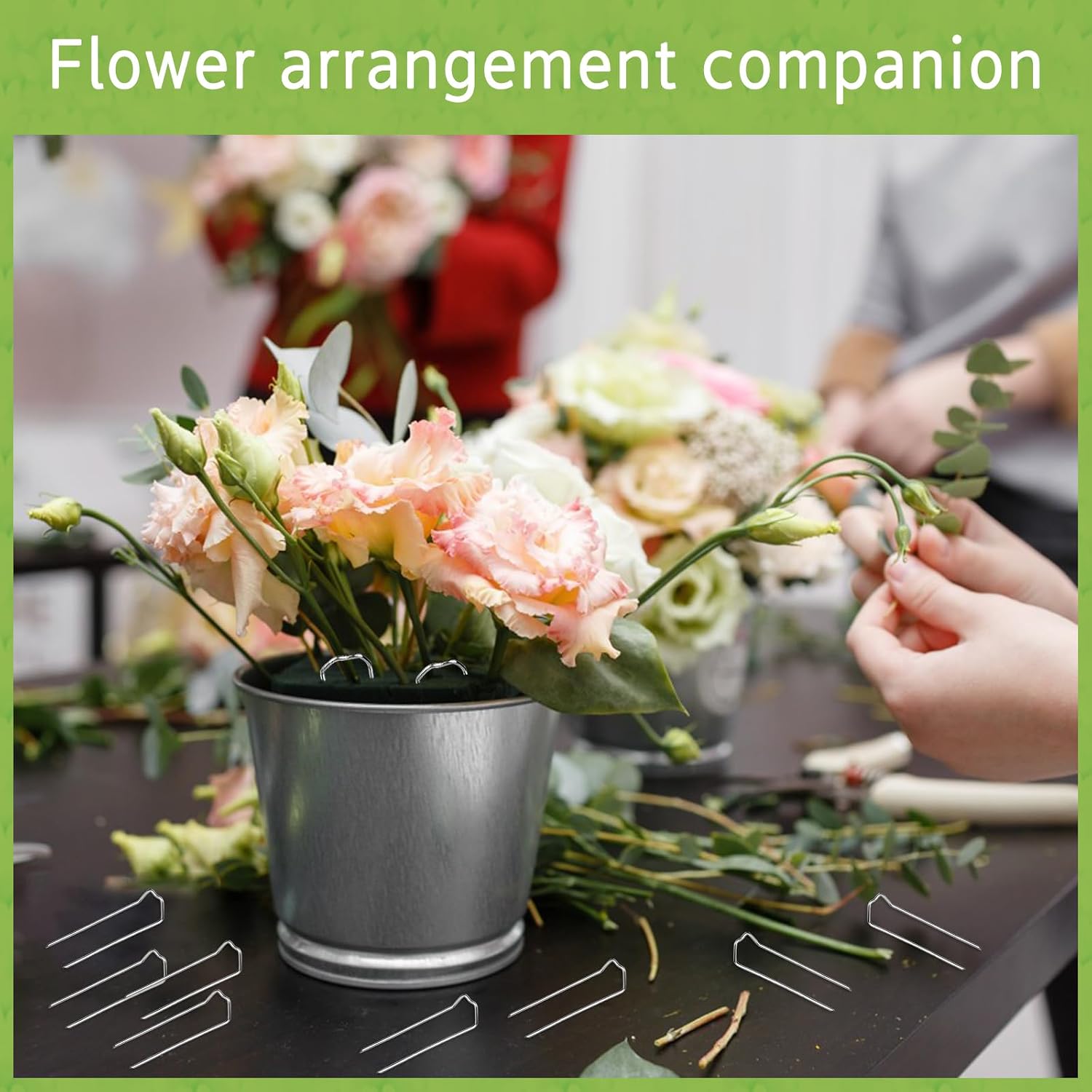 200 Pcs Floral Pins, 1.7 Inch Floral U-Pins Small Craft Plant Pin Greening Fern Clips for Floral Picks Foam Bouquet Arrangements Craft Projects, Bouquet, Diysewing Projects