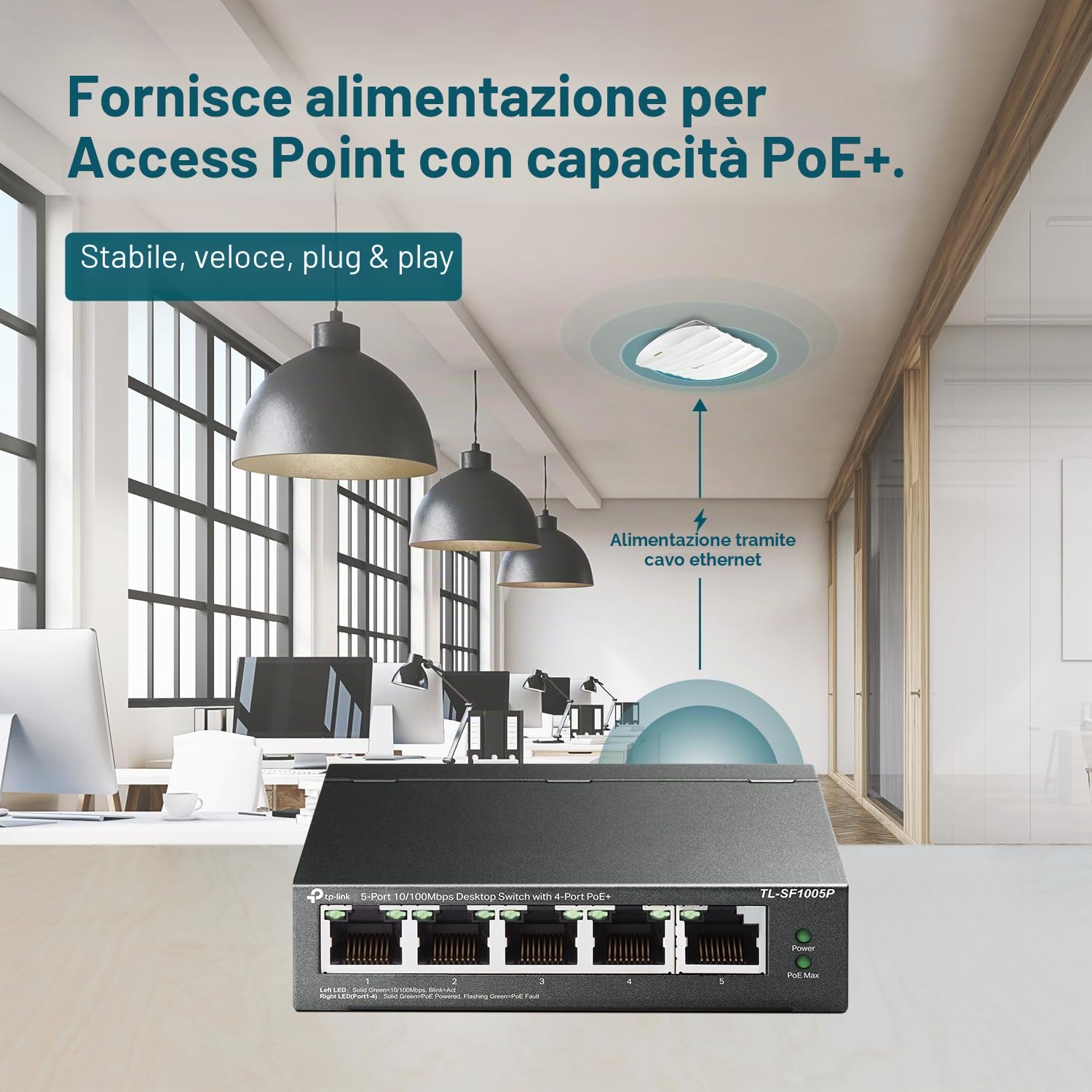 [Vecchio Modello] TP-LINK tl-sf1005p Switch di ufficio 5 porte