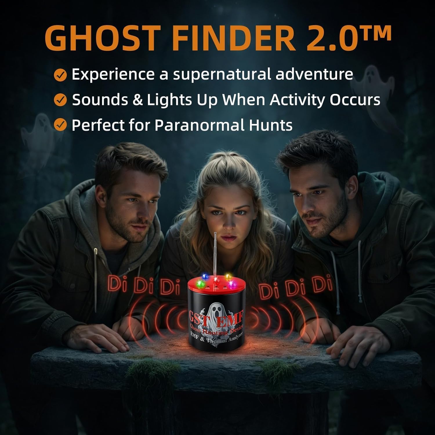 EMF Detector Ghost Hunting Equipment, Paranormal Investigation Equipment with 5-Level Sensitivity & Temperature Detection, REM Pod for Ghost Hunters, Exploration & Spirit Hunting (Red)