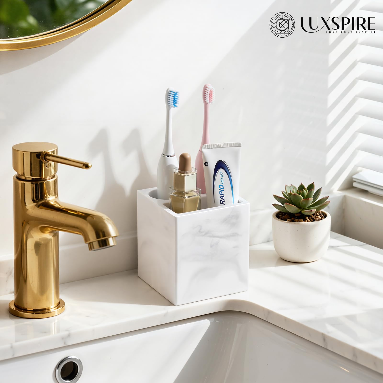 Luxspire Portaspazzolini In Diatomite 2 Pezzi - Asciugatura Rapida, Grigio Chiaro, Con Cuscinetti Antiscivolo, Organizer Per Spazzolino Elettrico E Dentifricio
