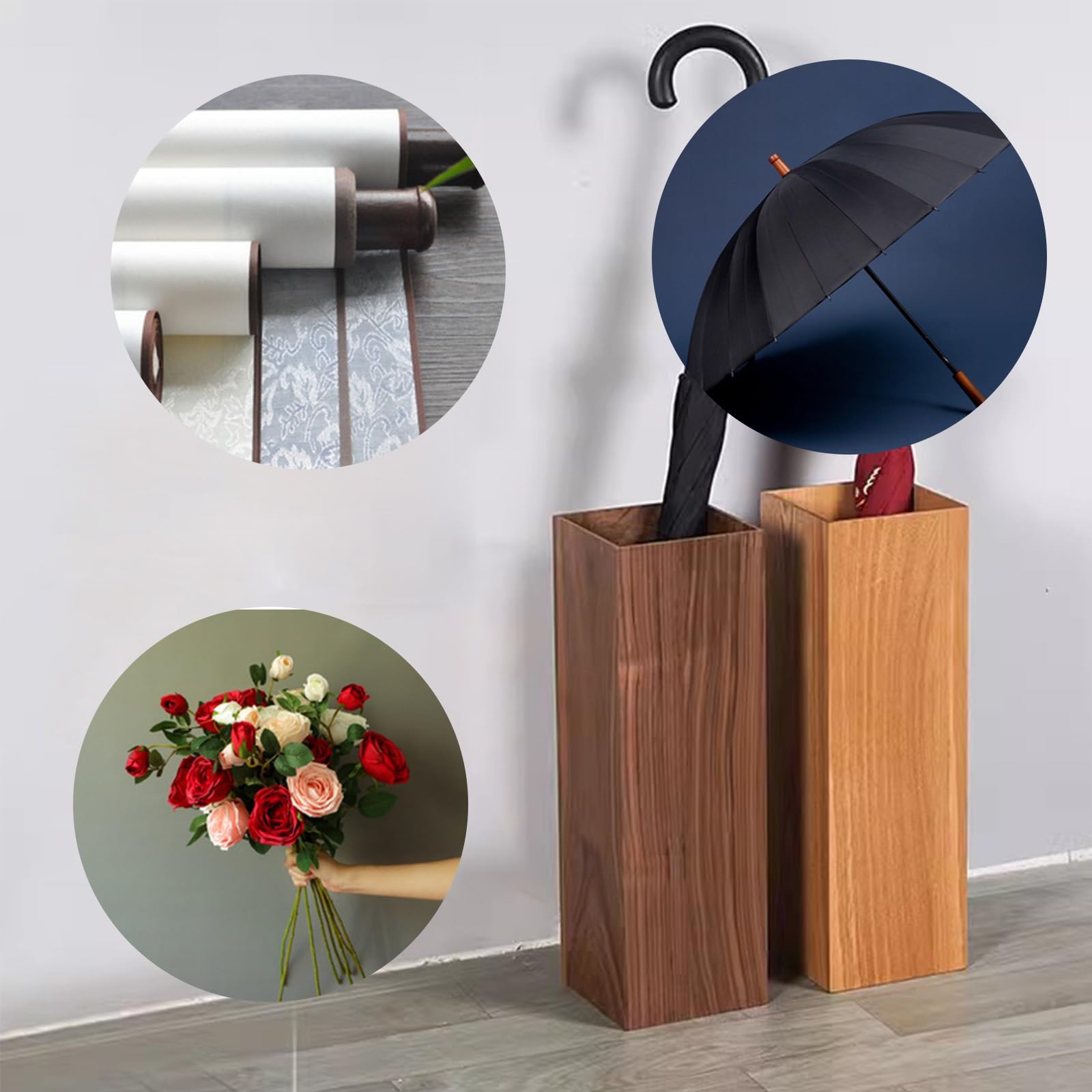 Drewniany stojak na parasol, stylowy przedpokój, taca ociekowa na laski, praktyczny uchwyt do domu, biura, hotelu i elegancki design