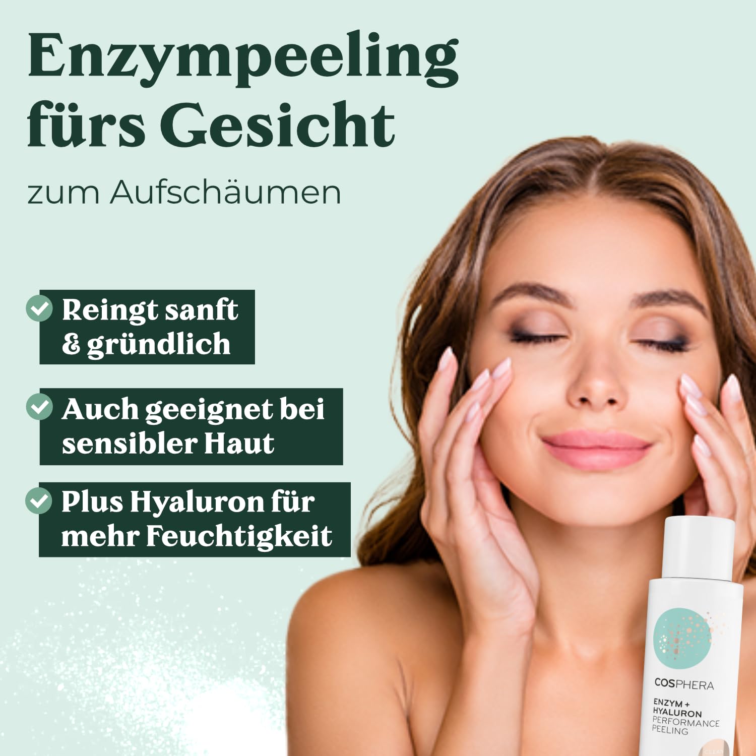 Peeling enzymatyczny do twarzy z kwasem hialuronowym (100% wegański enzym w proszku) – delikatne, głębokie oczyszczanie porów dla gładkiej skóry, zmniejszenia porów oraz przeciwko trądzikowi i