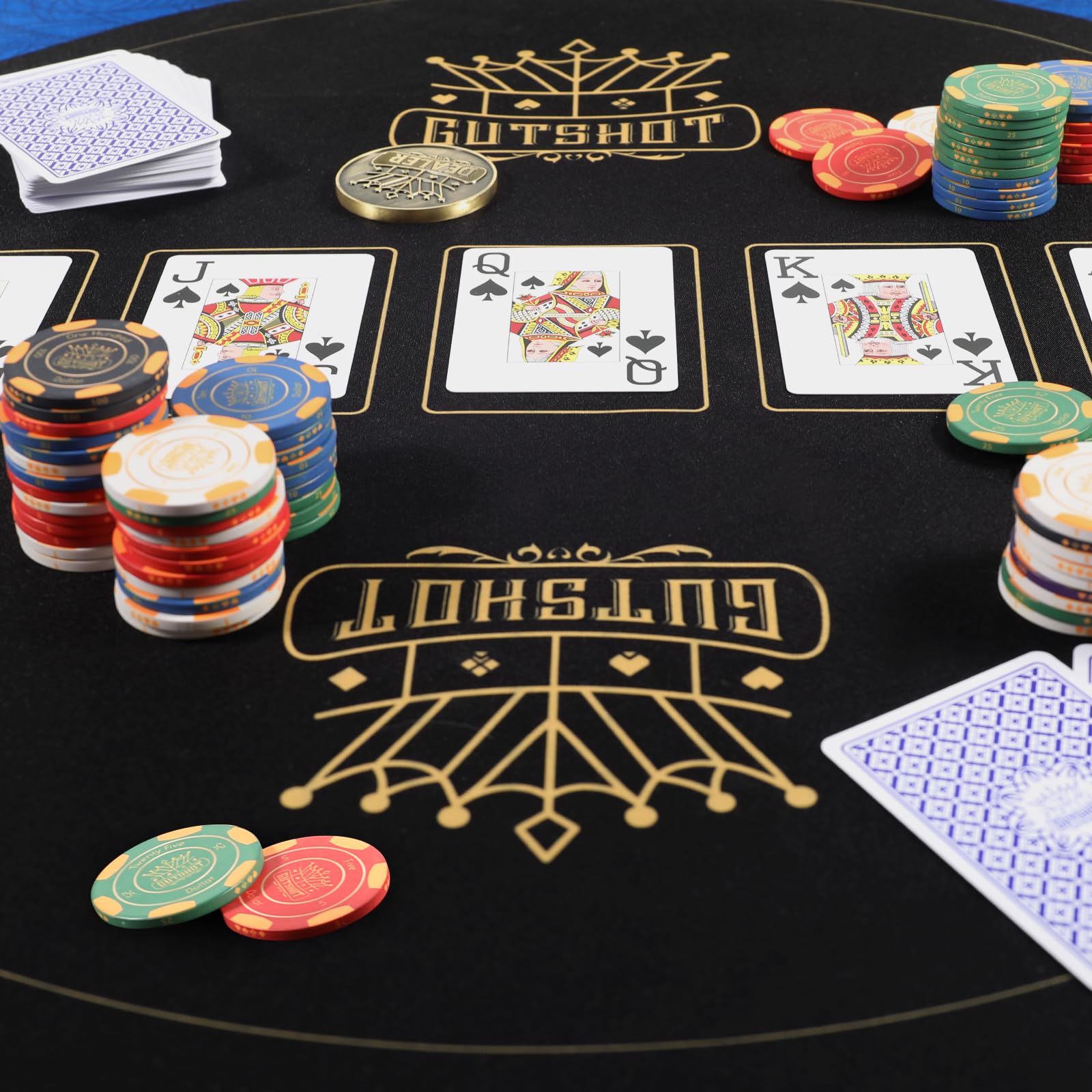 GUTSHOT Pokermatte Wasserabweisend – Casino-Qualität, Rutschfeste Unterseite, Inkl. Tragetasche, 94x47 Cm (blau)