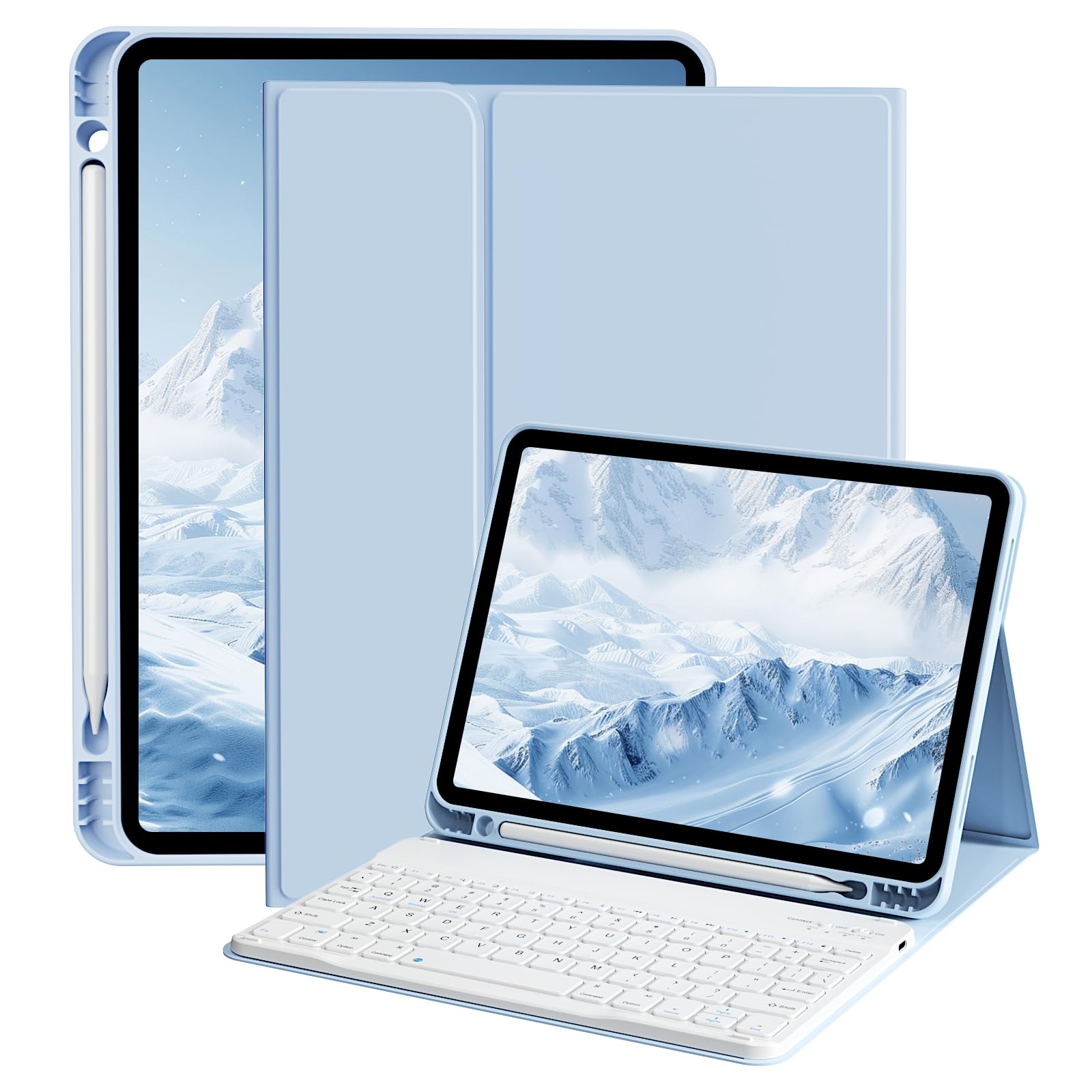 ZOPSGYU Case with Keyboard for iPad Air 11 Inch M3/M2 2025/2024, iPad Air 5th/4th Generation 10.9 Inch 2022/2020, Magnetic Detachable Bluetooth