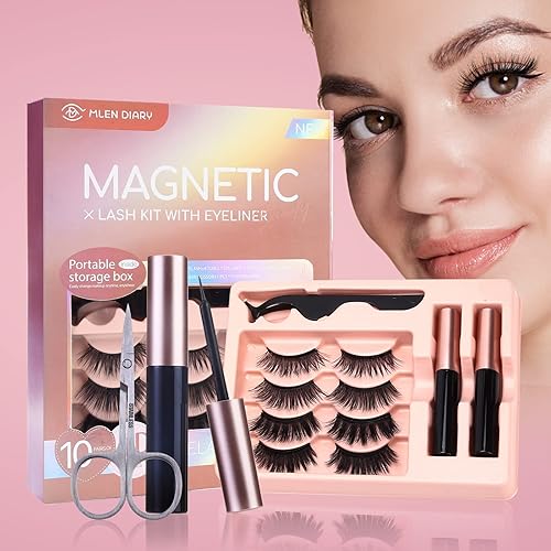 Pestañas magnéticas 10 pares de pestañas magnéticas pestañas magnéticas con 4 tubos de delineador magnético aspecto natural larga duración pestañas