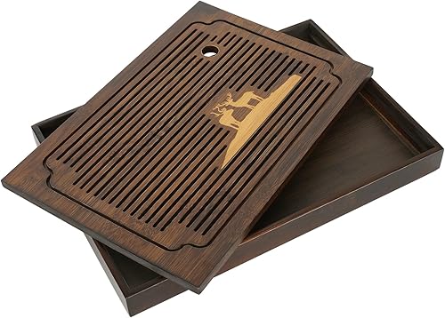 Ufine Bandeja de té de gongfu de bambú de 15.7 pulgadas Caja de mesa de té grande con almacenamiento de agua Bandeja de servir de té chino de Kung Fu Ufine Bandeja de té de gongfu de bambú de 15.7 pulgadas Caja de mesa de té grande con almacenamiento de agua Bandeja de servir de té chino de Kung Fu