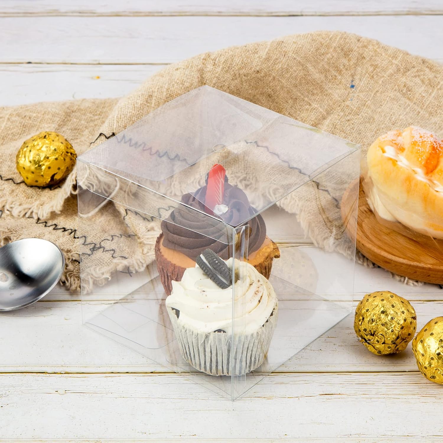 Buy VGOODALL 25 PCS Clear Candy Apple Box With Hole Top, 4 x 4 x 4 inch PET Clear Favor Boxes