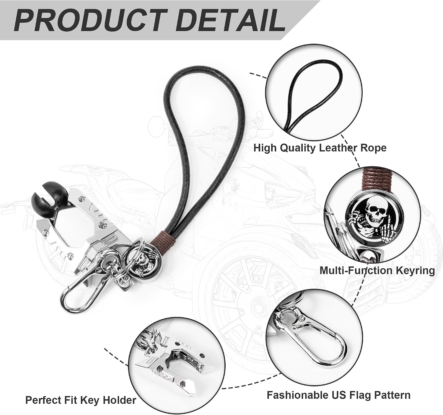 Key Shell Fit For Can Am Ryker ALL Modles | Skull Pattern Ignition Key Fob Holder Keychain for Ryker