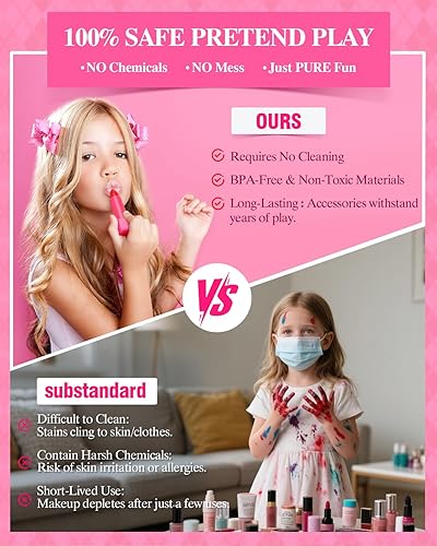 Miniatura 4 de Kids Fake Makeup Kit Play Set with Storage Box, Toddler Pretend Makeup Toys for Girls, Birthday Gifts for 3 4 5 6 7 8 9 10 11 12 Years Old Kid